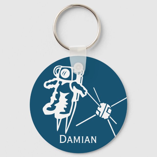 Customized Astronaut in Outer Space Asteroid Navy Keychain (Front)