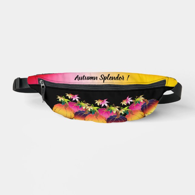Customized Autumn Splendour Whimsical Pumpkin Fanny Pack (Front)