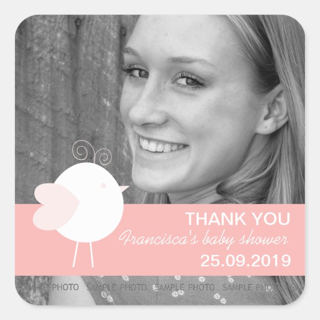 Customized Baby Birds Baby Shower Favours Stickers (Front)