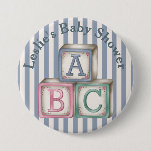 Customized  Baby Blocks Shower Button
