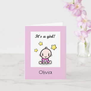 Customized Baby Girl Congratulations With Text,  Card