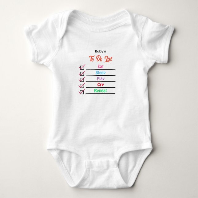 Customized Baby's to do list  Baby Bodysuit (Front)