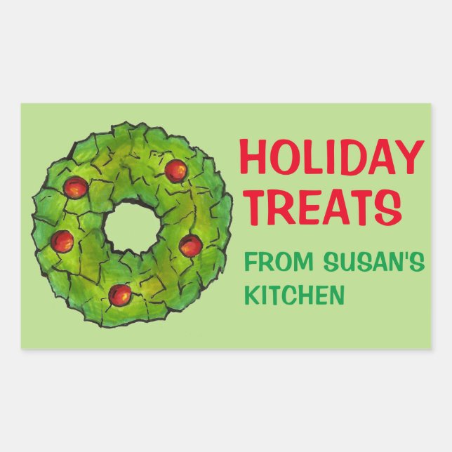 Customized Baked Holiday Wreath Christmas Cookie Sticker (Front)