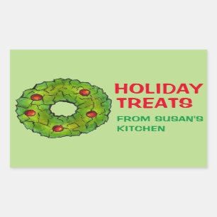Customized Baked Holiday Wreath Christmas Cookie Sticker