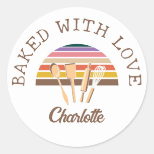Customized BAKED WITH LOVE Classic Round Sticker