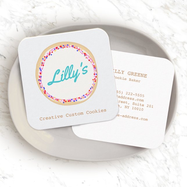 Customized Bakery Personalized Cookie Logo Square Business Card (Creator Uploaded)