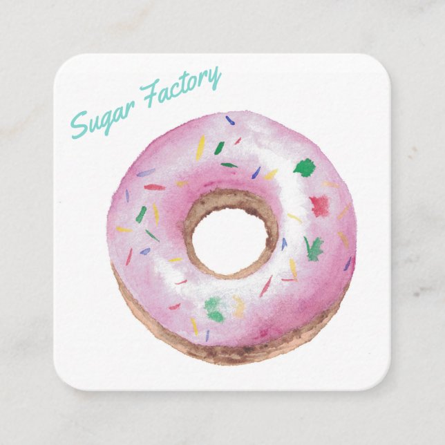 Customized Bakery Personalized Doughnut Logo Square Business Card (Front)