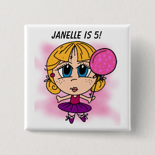Customized Ballerina Birthday Button