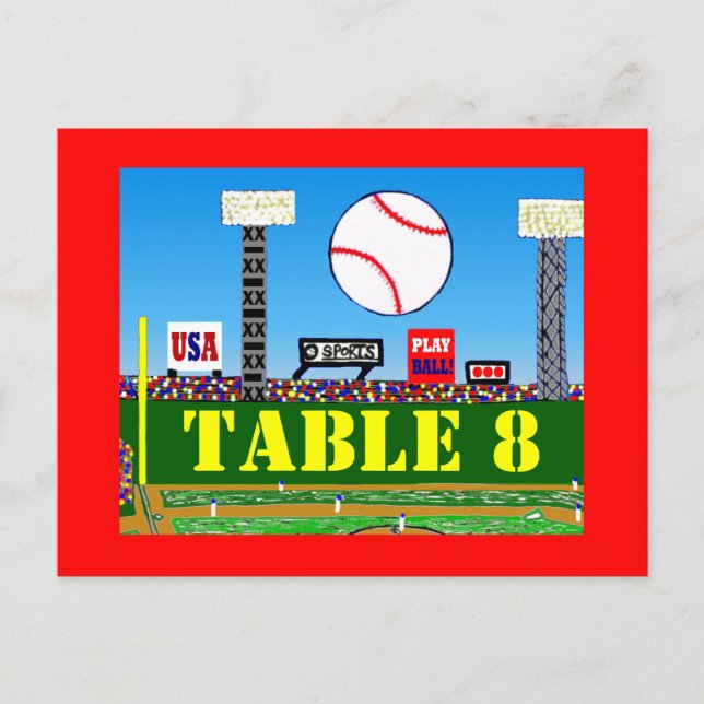 Customized Baseball Bar Mitzvah Table Number Cards (Front)