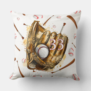 Customized Baseball No. Throw Pillow