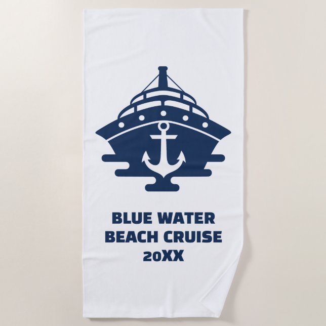 Customized Beach Cruise Nautical Anchor Towel (Front)