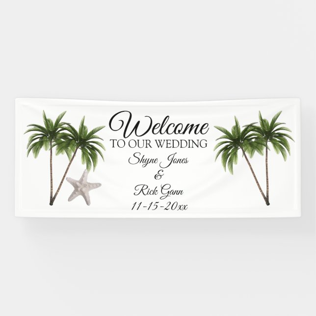 Customized Beach Palm Trees Wedding Sign (Horizontal)
