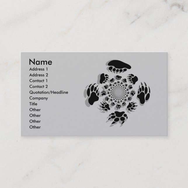 Customized Bear Business Cards (Front)