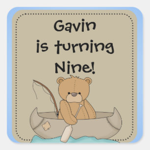 Customized Bear in Canoe Stickers