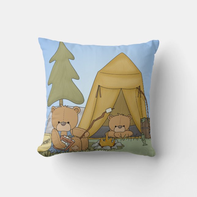 Customized  Bears Campout  Pillow (Front)