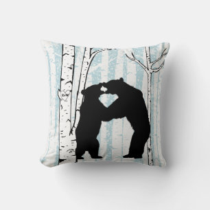 Customized Bears in Love Birch Forest Throw Pillow