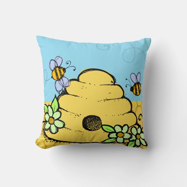 Customized Bees and Bee Hive Pillow (Front)