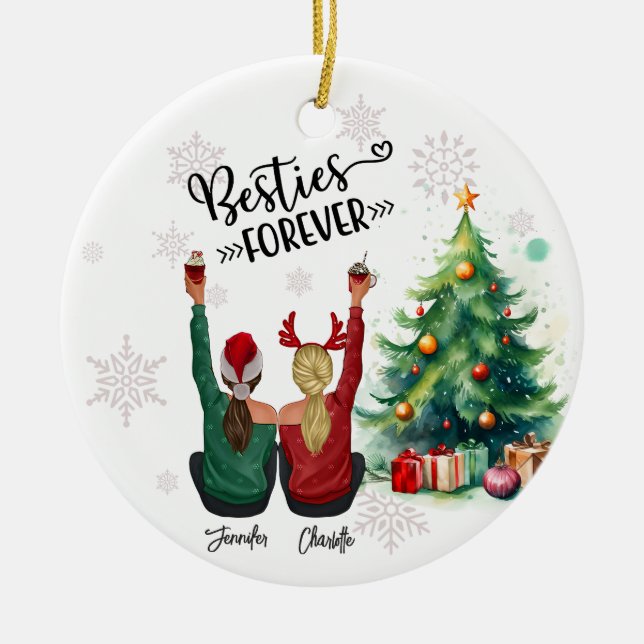 Customized Best Friend Christmas Gift 2024 Ceramic Ornament (Front)
