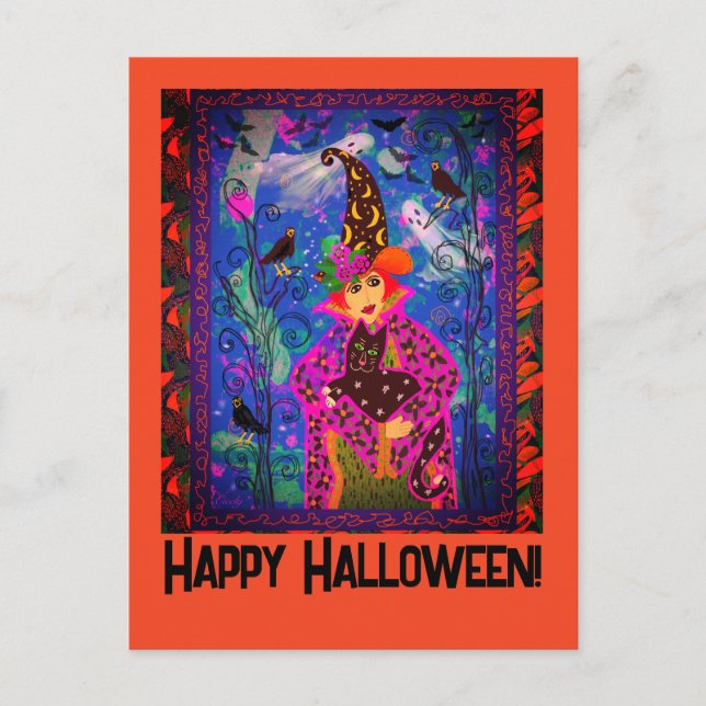 Customized Bewitching Spooky Halloween Night  Postcard (Front)