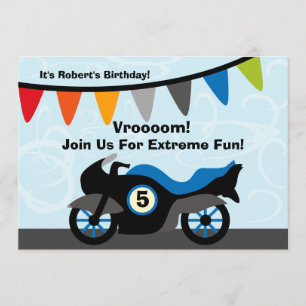 Customized Biker Motorcycle Birthday Invitations