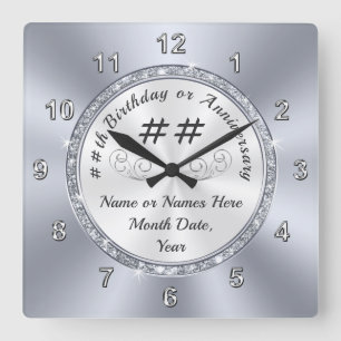 Customized Birthday Gift for Her, Him, Anniversary Square Wall Clock