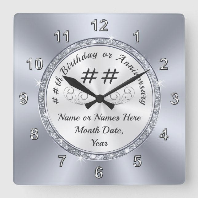 Customized Birthday Gift for Her, Him, Anniversary Square Wall Clock (Front)