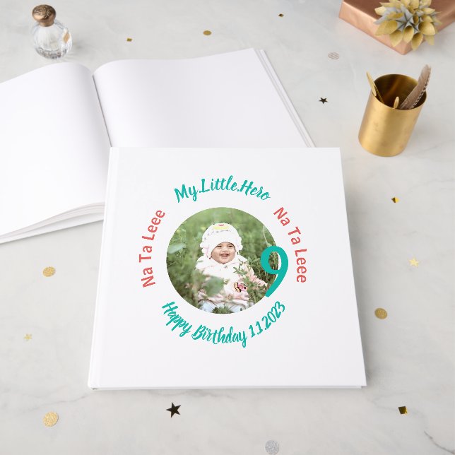 Customized Birthday name with photo Guest Book (Front Open)