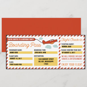 Customized Birthday Party Boarding Pass Invitation
