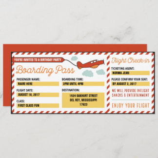 Customized Birthday Party Boarding Pass Invitation