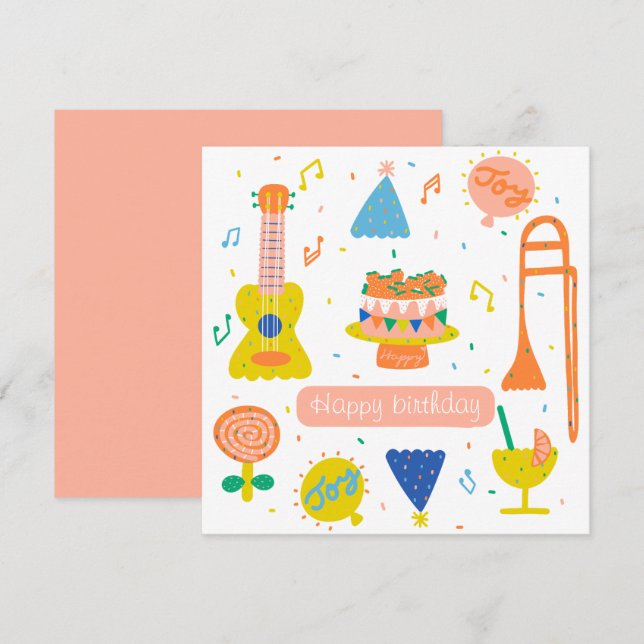 Customized birthday party flat card (Front/Back)