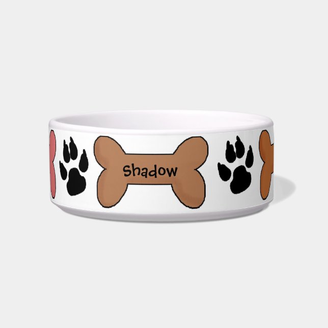 Customized Biscuits and Bones Dog Bowl (Front)