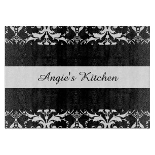 Customized Black and White Damask Kitchen Gadget Cutting Board