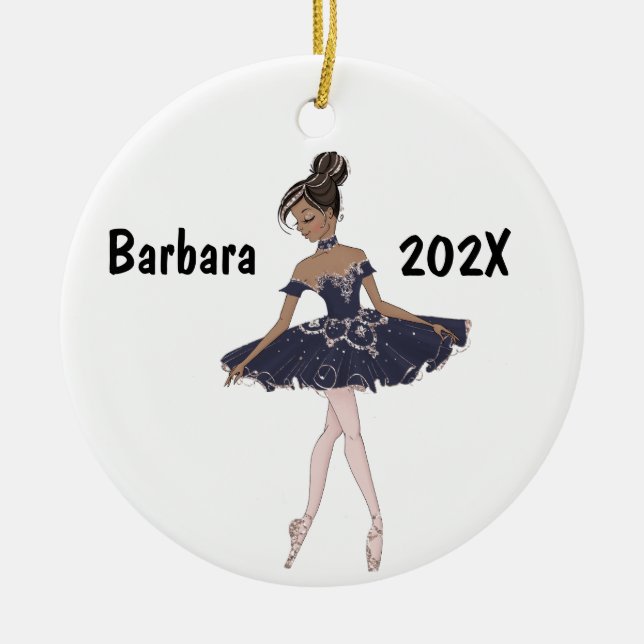 Customized Black Ballerina Tree Ceramic Ornament (Front)