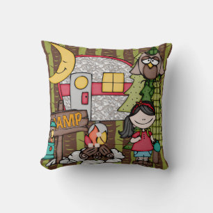 Customized Black Haired Girl Camping Pillow