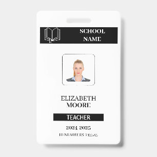 Customized black ID badge for teachers