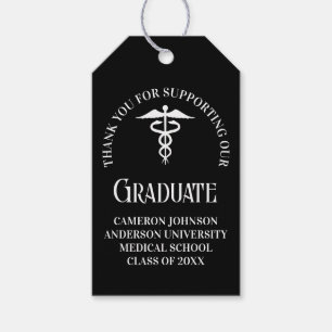Customized Black Medical School Graduation Party Gift Tags