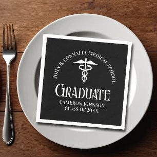 Customized Black Medical School Graduation Party Napkin