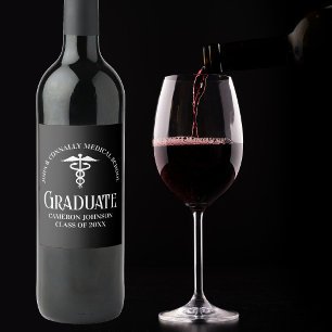 Customized Black Medical School Graduation Party Wine Label