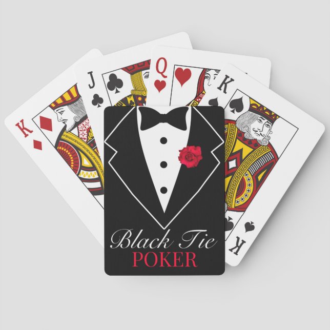 Customized Black Tuxedo with Red Rose Poker Playing Cards (Back)