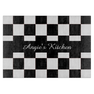 Customized Black White Chequerboard Kitchen Gadget Cutting Board