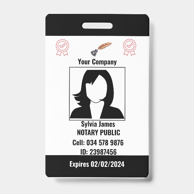 Customized Black & White Employee ID Badge (Front)
