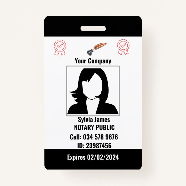 Customized Black & White Employee ID Badge (Front)