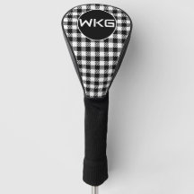 Customized Black-White Plaid Golf Club Head Cover