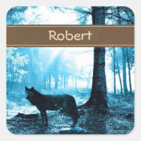Customized Black Wolf Alone in the Forest
