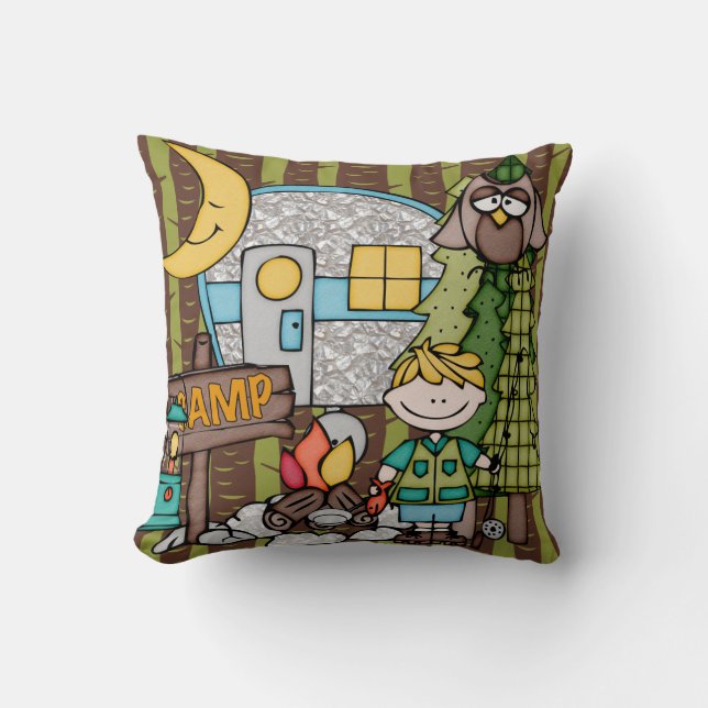 Customized Blonde Boy Camping Pillow (Front)