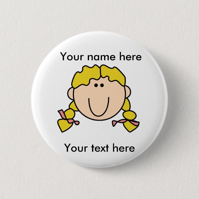 Customized Blonde Girl With Braids 2 Inch Round Button (Front)