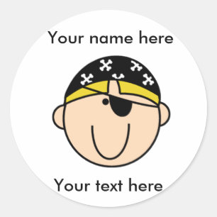 Customized Blonde Pirate Boy  Classic Round Sticker
