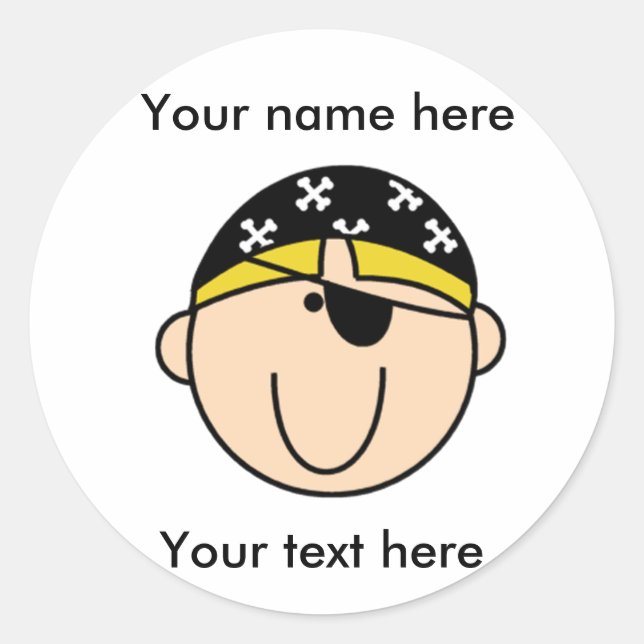 Customized Blonde Pirate Boy  Classic Round Sticker (Front)