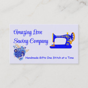 Customized Blue and Gold Sewing Machine 3 Business Card