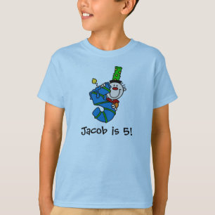 Customized Blue Candle Clown 5th Birthday T-shirt
